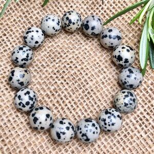 Dalmatian Jasper Beaded Stretch Bracelet
